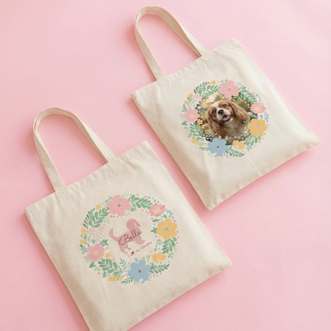 Bolsa Tote Cavalier King Charles Spaniel Personalizado Rosa P (Criador carregado)