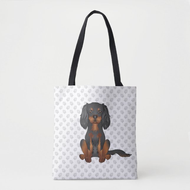 Bolsa Tote Cavalier King Charles Spaniel Preto e Castanho & P (Frente)
