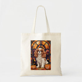 Bolsa Tote Cavalier King Charles StainGlass Halloween Fall