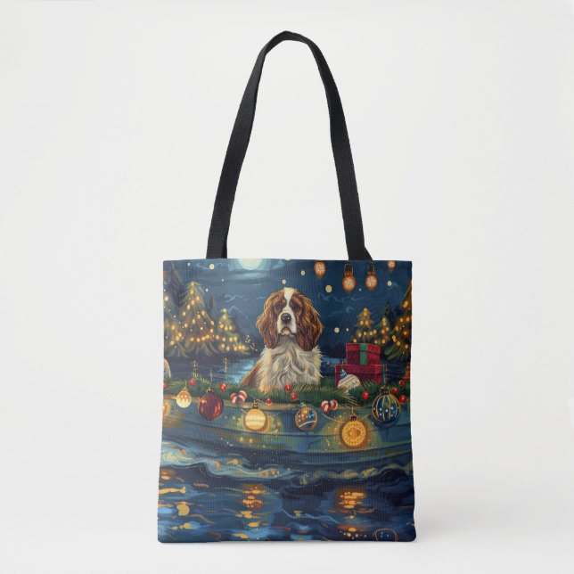 Bolsa Tote Cavalier King Charles Viagem Festiva de Natal (Frente)