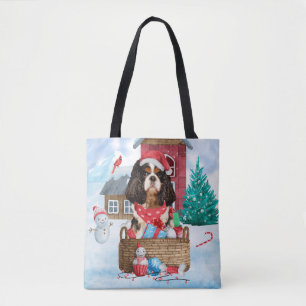 Bolsa Tote Cavalier King Dog Na Casa De Cachorro De Neve