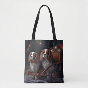 Bolsa Tote Cavalier King Snowy Sleigh Decoração de Natal