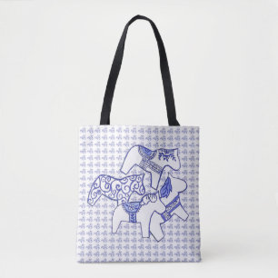 Bolsa Tote Cavalo azul e branco