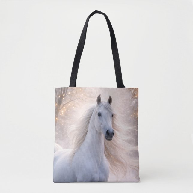 Bolsa Tote Cavalo Branco Bonito na Neve (Frente)