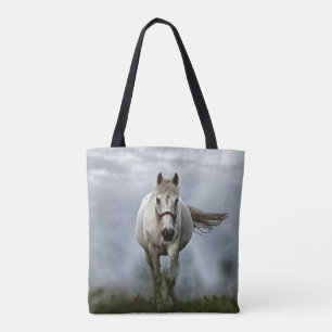 Bolsa Tote Cavalo Branco Correndo em Sua Direção