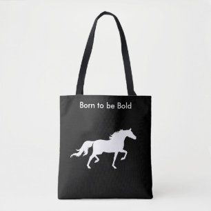 Bolsa Tote Cavalo Branco Ousado em Preto