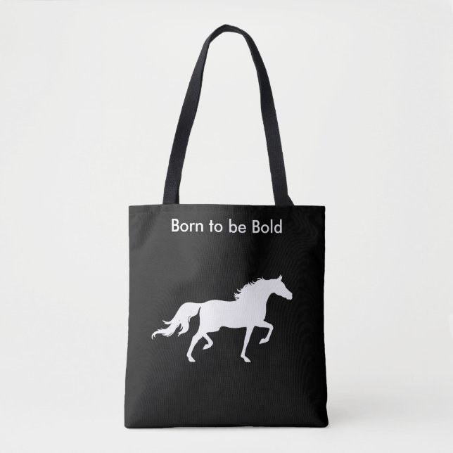 Bolsa Tote Cavalo Branco Ousado em Preto (Frente)