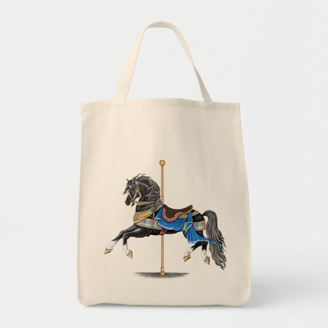 Bolsa Tote Cavalo Carrossel Negro (Frente)