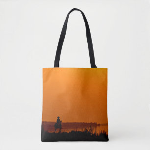 Bolsa Tote Cavalo Cowboy cavaleiro ao pôr do sol Vintage oes