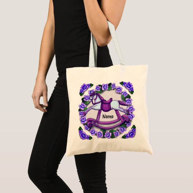 Bolsa Tote Cavalo de Balanço Violets  (Frente (produto))