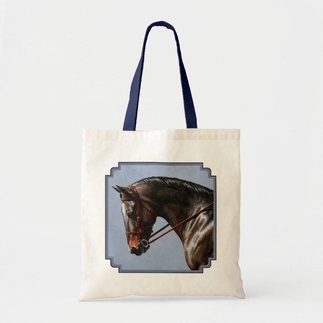 Bolsa Tote Cavalo de Dressagem do Armário de Baía Escuro (Frente)