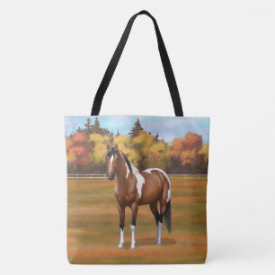 Bolsa Tote Cavalo de Pintura da Baía de Pinto Castanho no ou