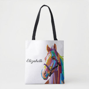 Bolsa Tote Cavalo de Pop de Arte Colorida Personalizado