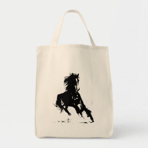 Bolsa Tote Cavalo de Pop de Arte Preto e Branco
