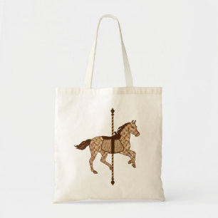 Bolsa Tote Cavalo do carrossel - castanho chocolate e Tan