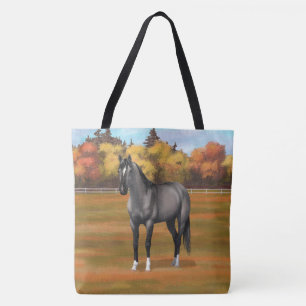 Bolsa Tote Cavalo do Trimestre da Cinza na Pastagem do outono