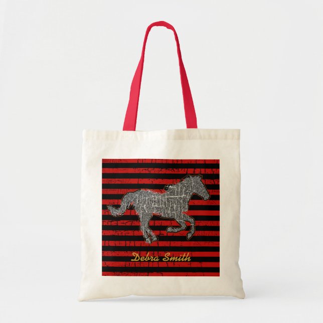 Bolsa Tote cavalo e listras (Frente)