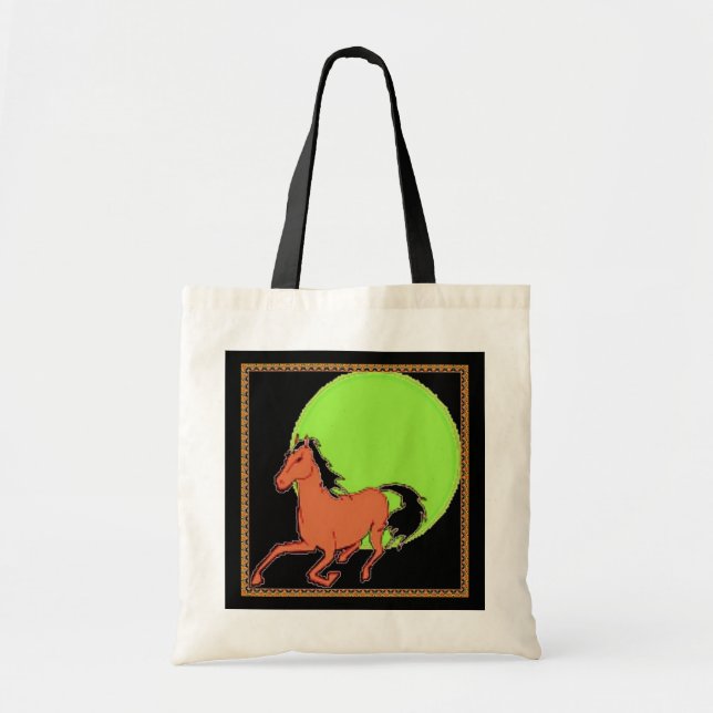 Bolsa Tote Cavalo em Execução em Preto e Branco (Frente)