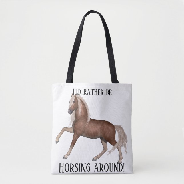 Bolsa Tote Cavalo em volta (fundo claro) (Frente)