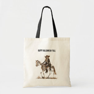 Bolsa Tote Cavalo Esqueleto de Cowgirl Western do Halloween