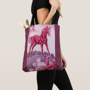 Bolsa Tote cavalo feliz a rosa