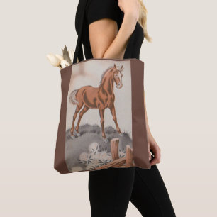 Bolsa Tote cavalo feliz em castanho