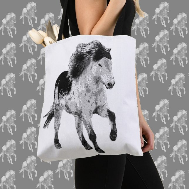 Bolsa Tote Cavalo islandês em movimento (Criador carregado)