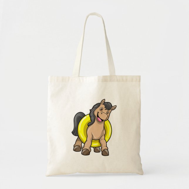 Bolsa Tote Cavalo na praia com anel de Natação (Frente)
