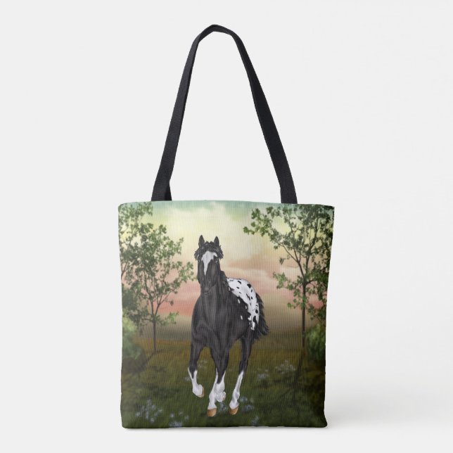 Bolsa Tote Cavalo Negro Appaloosa em Corrente (Verso)