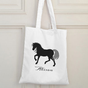 Bolsa Tote Cavalo Negro Personalizado Silhueta Animal Elegant