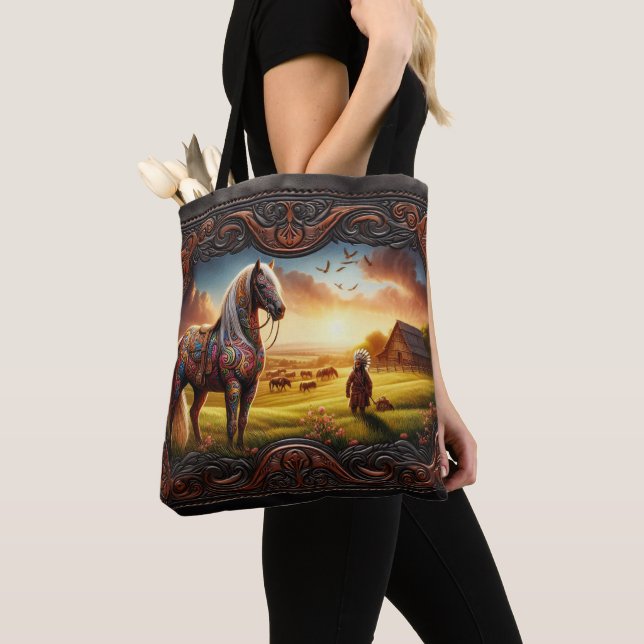 Bolsa Tote Cavalo ornamentado Ao Sol (Close Up)