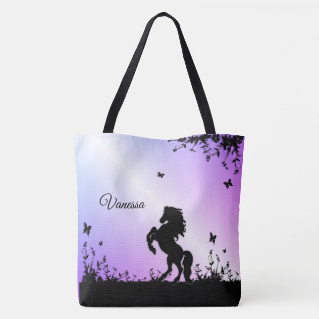 Bolsa Tote Cavalo Preto Empinado (Verso)