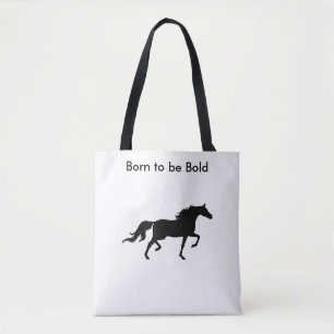 Bolsa Tote Cavalo Preto Ousado em Silhueta sobre Branco