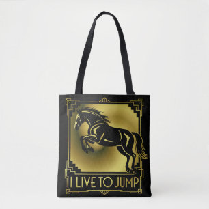 Bolsa Tote Cavalo Salto Eu Vivo para Saltar a Arte Deco