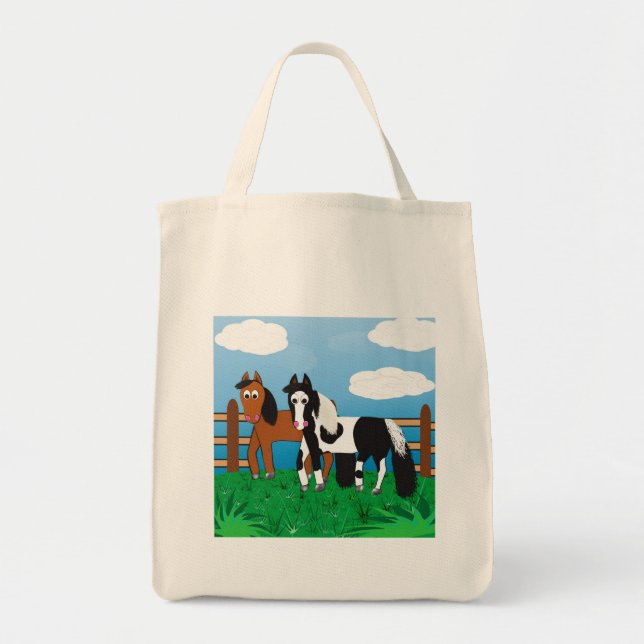 Bolsa Tote Cavalos bonitos dos desenhos animados (Frente)
