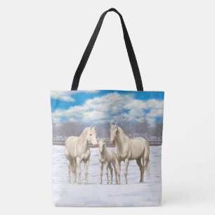 Bolsa Tote Cavalos Brancos Do Quarto De Cremello Na Neve