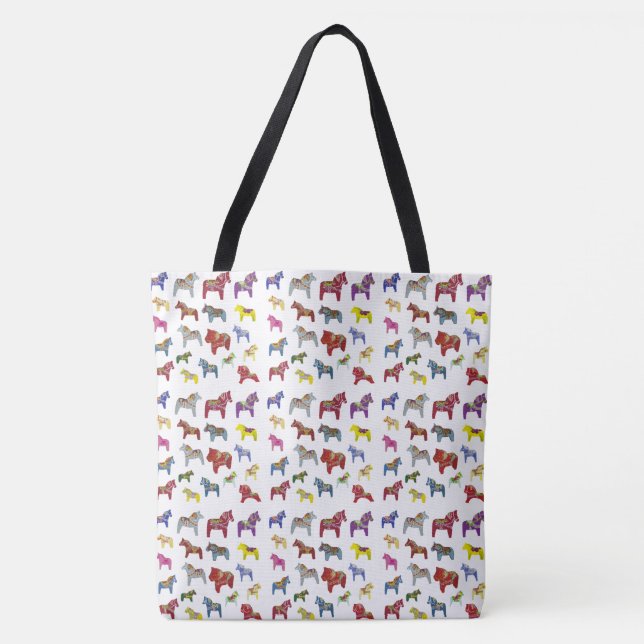 Bolsa Tote Cavalos Dala Suecos Multicoloridos (Frente)