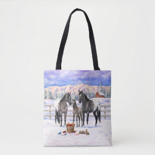 Bolsa Tote Cavalos De Cinza De Grulla Appaloosa Em Fazenda De