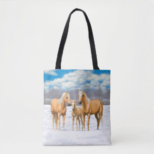 Bolsa Tote Cavalos Do Quarto Palomino Na Neve De Inverno