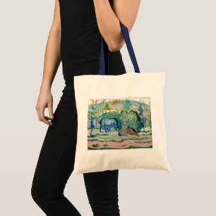 Bolsa Tote Cavalos Pastando por Franz Marc, Arte Fino Vintage