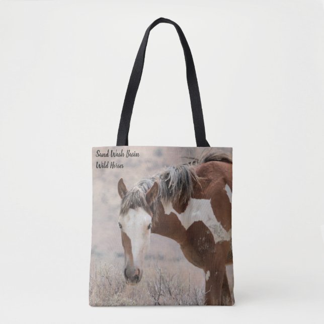 Bolsa Tote Cavalos Selvagens da Bacia de Lavagem de Areia (Frente)
