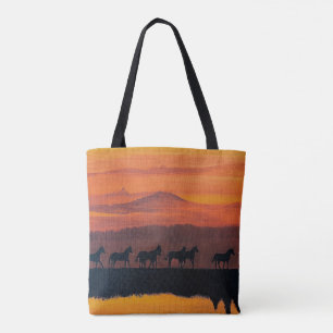 Bolsa Tote Cavalos Selvagens de Montana Pintura de Alfred Fox