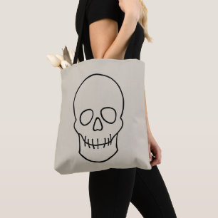 Bolsa Tote Caveira - Branco Osso e Preto Morto