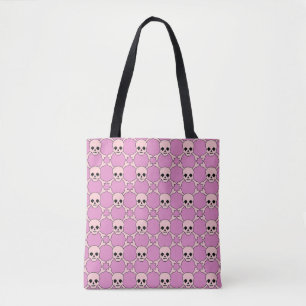 Bolsa Tote Caveira de Ossos Cruzados em Pastel de Halloween B
