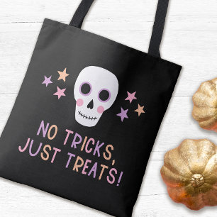 Bolsa Tote Caveira De Pastel Halloween Sem Truques Apenas Tra