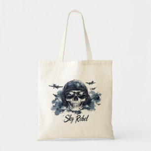 Bolsa Tote Caveira do Céu Rebelde com Capacete Piloto e Óculo