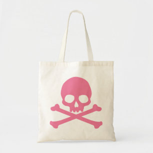 Bolsa Tote Caveira Rosa Simples e Crossbones