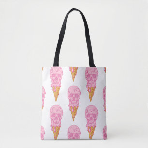 Bolsa Tote Caveira rosa - sorvete. retrocesso de padrão cons