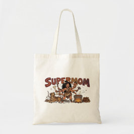 Bolsa Tote Cavernícola Divertida Super Mãe Multitarefa Retro