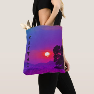 Bolsa Tote Cavtat, vista croata do filtro roxo sunset
